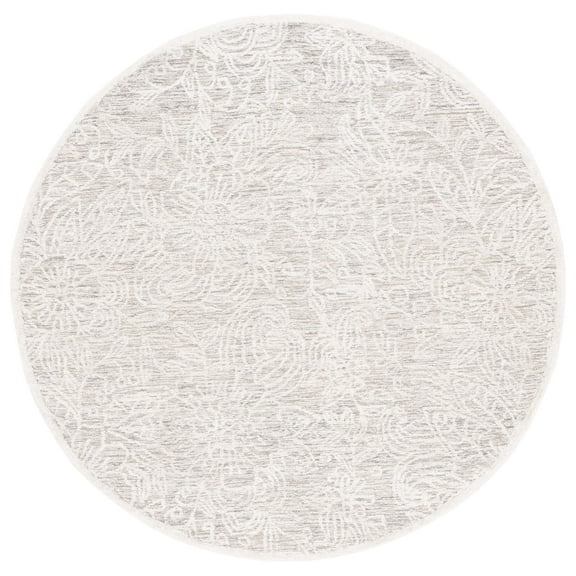 SAFAVIEH Precious Charla Quatrefoil Area Rug, Grey/Ivory, 6' x 6' Round