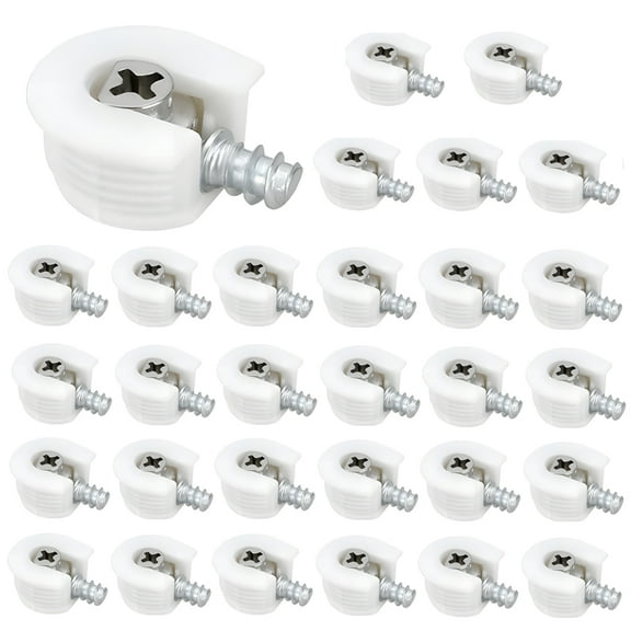 30PCS U Shape Shelf Support Pins White Thickened 3 in 1 Plate Support Clips with Screws for Wood Furniture Kitchen Cabinets Shelves