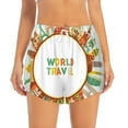thumbnail image 2 of Picia World Travel3 Pattern Women's 2 in 1 Athletic Running Shorts High Waisted Workout Casual Gym Sweat Shorts with Comfy Liner Zipper Pockets-XX-Large, 2 of 9