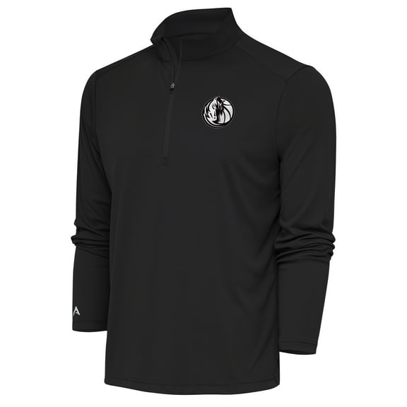 Men's Antigua Charcoal Dallas Mavericks Metallic Logo Tribute Quarter-Zip Top