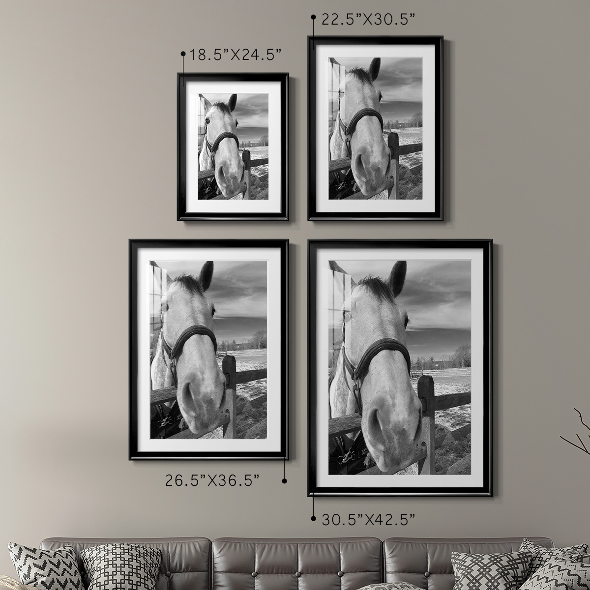 Wexford Home Caen Premium Framed Print, 30.5" x 42.5" - Ready to Hang, Black (Set of 2)