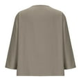 thumbnail image 6 of Dezsed Summer Linen Shirts for Women Button Down V Neck 3/4 Sleeve T-Shirt Blouse Casual Loose Basic Solid Tunic Tops Khaki 3XL, 6 of 7
