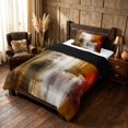 thumbnail image 2 of Manfei Abstract Oil Painting Twin Comforter Sets, Red Brown Brushstroke Bedding Set, Red Brown, Black Reversible 2pcs, 1 Comforter and 1 Pillowcase, 2 of 6