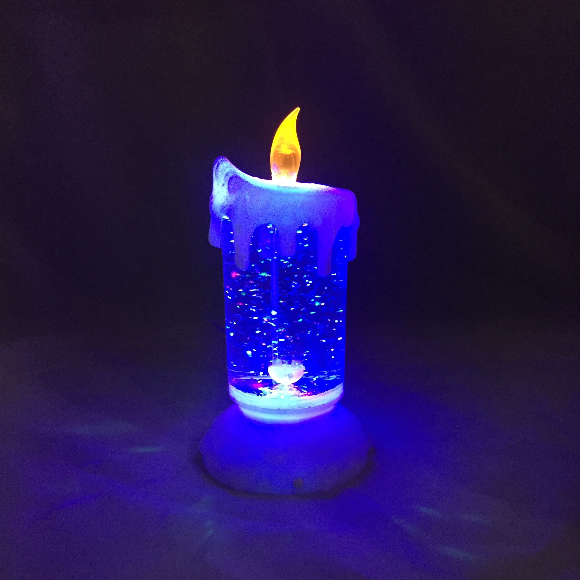 Set of 3 Blue and Green Sparkle Candle with Water Inside 11.5