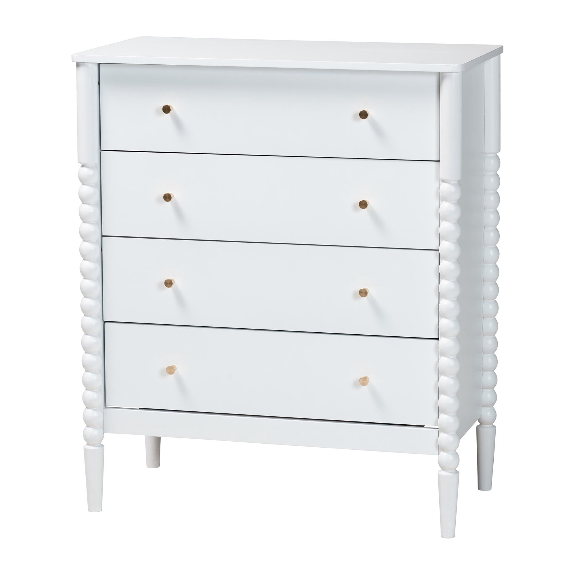 Baxton Studio Lucera Mid-Century Chest, 4-Drawer, White