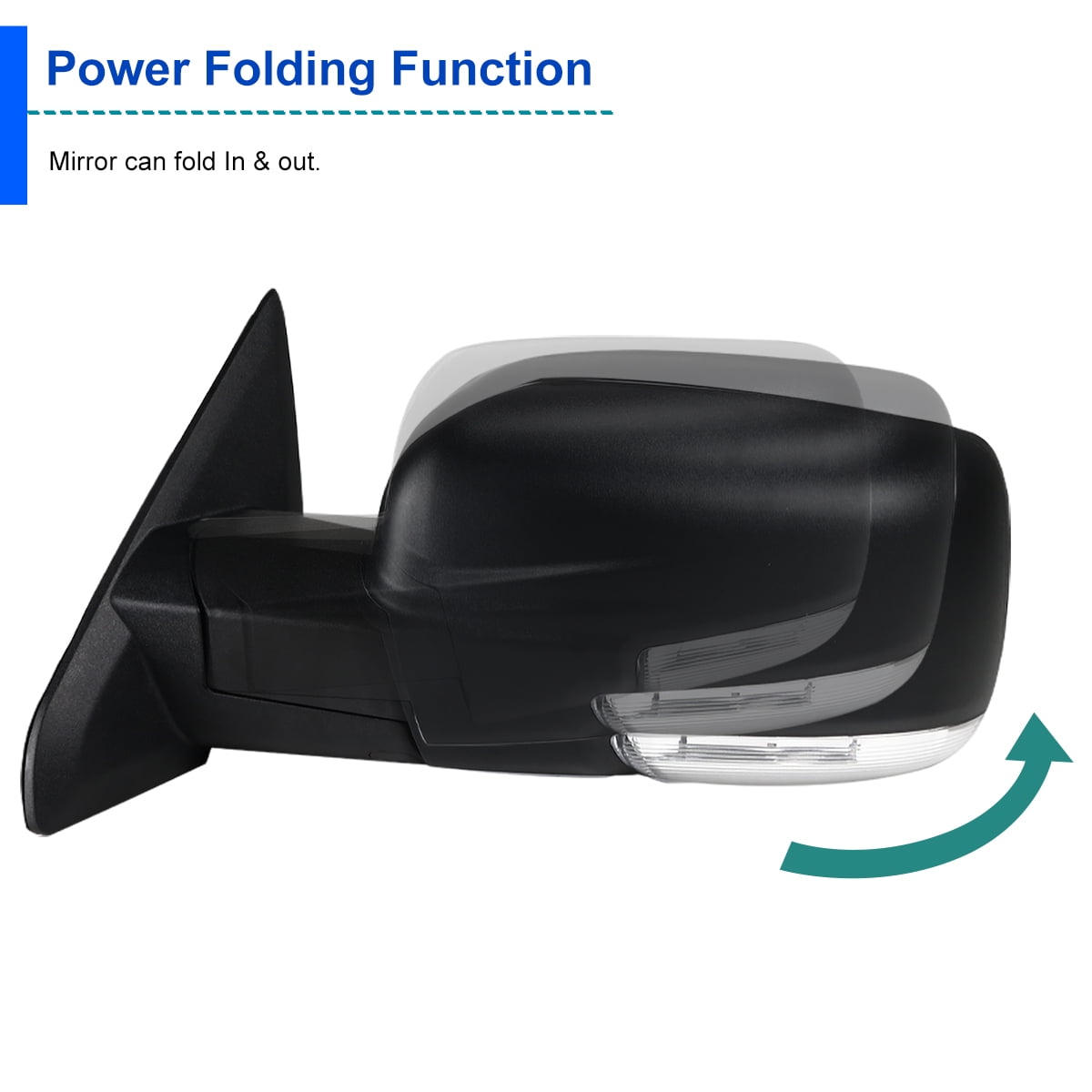 Spec-D Tuning Power Fold Heated Temp Sensor Left Driver Side Mirror Compatible with 2013-2019 Dodge Ram 1500