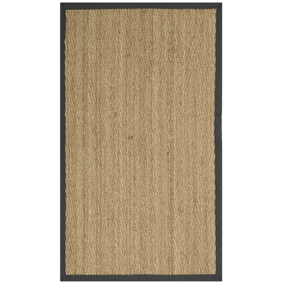 SAFAVIEH Natural Fiber Maisy Solid Area Rug, Natural/Dark Grey, 3' x 5'