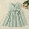 thumbnail image 4 of LEWKW Big Girls Skater Dress Solid Color Sleeveless Bow Knot Waist Elegant A-Line formal Gown for Spring Wedding Guest and Junior Bridesmaid, 4 of 5