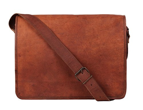 Crafat 13/” Vintage 100/% Leather Laptop Shoulder Office Cross Body Messenger Bag