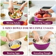 thumbnail image 3 of Laoyebaoho Mixing Bowls with Lids, 5 Pcs Stainless Steel Nesting Mixing Bowls for Kitchen,Great for Cooking, Purple, 3 of 9
