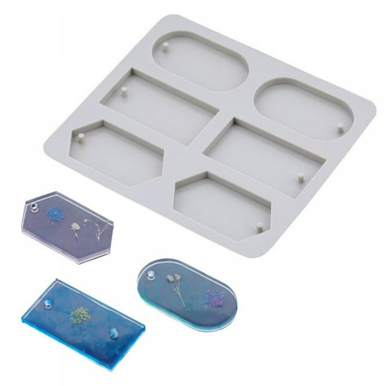 3 Pieces Silicone Wax Molds Rectangular Silicone Resin Molds Christmas  Keychain Wax Mold Rectangle Epoxy Casting Mold with Hanging Hole for DIY