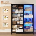 thumbnail image 4 of CHENZM 54" H Dresser for Bedroom with LED Lights & Power Outlets Dresser with 8 Drawers Fabric Dressers & Chests of Drawers for Bedroom, Sturdy Metal Frame, Acrylic Plates (Charcoal Black), 4 of 9