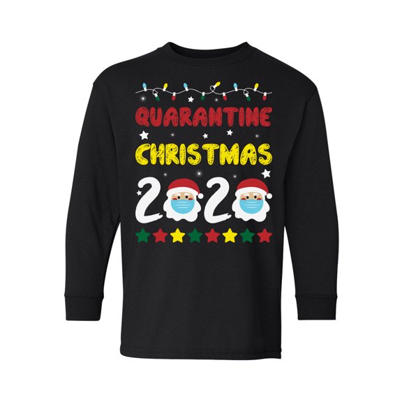 Christmas 2020 Long Sleeve Shirt for Kids Funny Santa Youth Tee for Boys Girls Happy Holidays Santa's Gifts Santa in Mask Xmas Youth Shirt