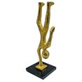 thumbnail image 3 of Bergamo Art Handmade Metal 12 inch Abstract Upside Down Person Sculpture in Gold, 3 of 5
