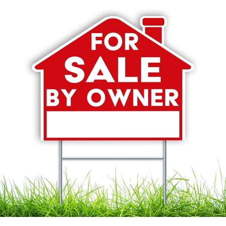 For Sale By Owner Yard Sign with Stake, 17x13 Double-Sided Coroplast Sign for Home, Property, or Apartment Listing