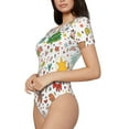 thumbnail image 2 of Balery Women'Swinter Christmas And New Year Deer Crew Neck Round Neck Short Sleeves Slim Fit Casual Basic Extender Bodysuit Daily Jumpsuit T Shirts-Small, 2 of 9