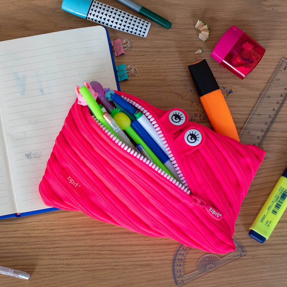 ZIPIT Monster Pencil Cases for Kids with Pink Color