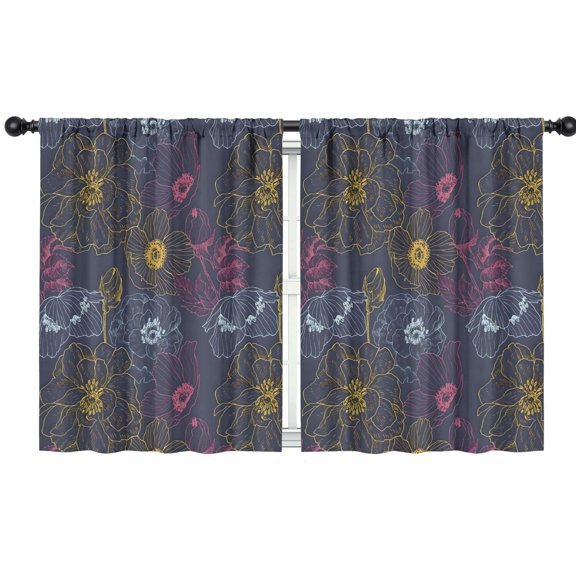 Blackout Kids Curtains,Pioneer Flower Floral Print Pattern Childrens Insulated Curtains Set Of 2,Bedroom Essentials,Toddler Room Decor 42"x54"