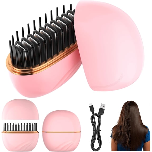 Mini Hair Straightener Brush, Rechargeable Portable Hair Straightener Brush, 3-Speed Temperature Control All Hair Types, Anti Scald Shell, Fast Heating Hot Comb, Idea for Travel Hair Straightener