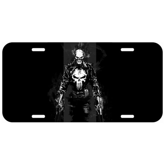 Decorative License Plates For Cyberpunk For Punisher Skull For SUPERhero Gaming Decorative Plates Digital Circuit Design, Decorative Automotive Accessory 020925DLP-4-38