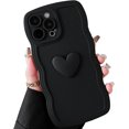 thumbnail image 2 of iPhone 14 Pro Max Case (6.7" 2022) - 3D Love Heart Wavy Frame, Soft TPU Shockproof Cover for Women Girls, Black, 2 of 5