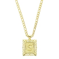 Uxcell 20" Initial Letter Pendant Necklace for Men Women, Capital Alphabet S, Gold