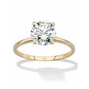 PalmBeach Jewelry Round Oval or Pear Cubic Zirconia Solitaire Engagement Ring 2 TCW in Solid 10k Yellow or White Gold