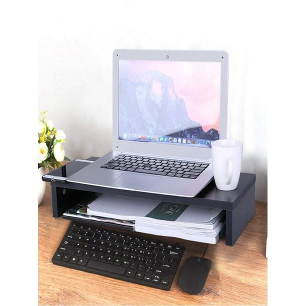 Monitor Stand Riser With Keyboard Storage Heavy Duty Black US Stock