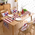thumbnail image 4 of Table Runner Dresser Scarves 48 Inch Long,Independence Day American Star on Wood Linen Dining Table Runners Red White Striped USA Flag Tabletop Scarf for Wedding Holiday Party Kitchen, 4 of 7