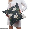 thumbnail image 4 of Ambesonne Swan Fabric by the Yard Upholstery, Lilies Cattails Waterfowls, 1 Yard, Multicolor, 4 of 4