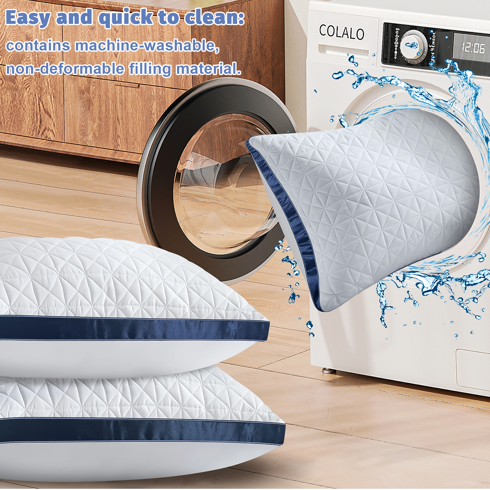 Teler Down Alternative Pillows Standard Size Set of 2, Premium Down with Dual-Textured Support, Side Support Bars for Side, Back, Stomach Sleepers