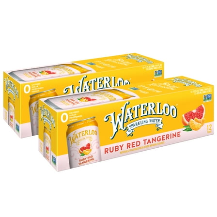 Waterloo Sparkling Water, Ruby Red Tangerine, 12 fl oz, 24 pack cans
