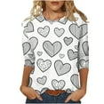 thumbnail image 2 of Hauts pour Femmes T-Shirt à Manches 3/4 à Imprimé Cœur de la Saint-Valentin à Col Rond Noir TG, 2 of 6