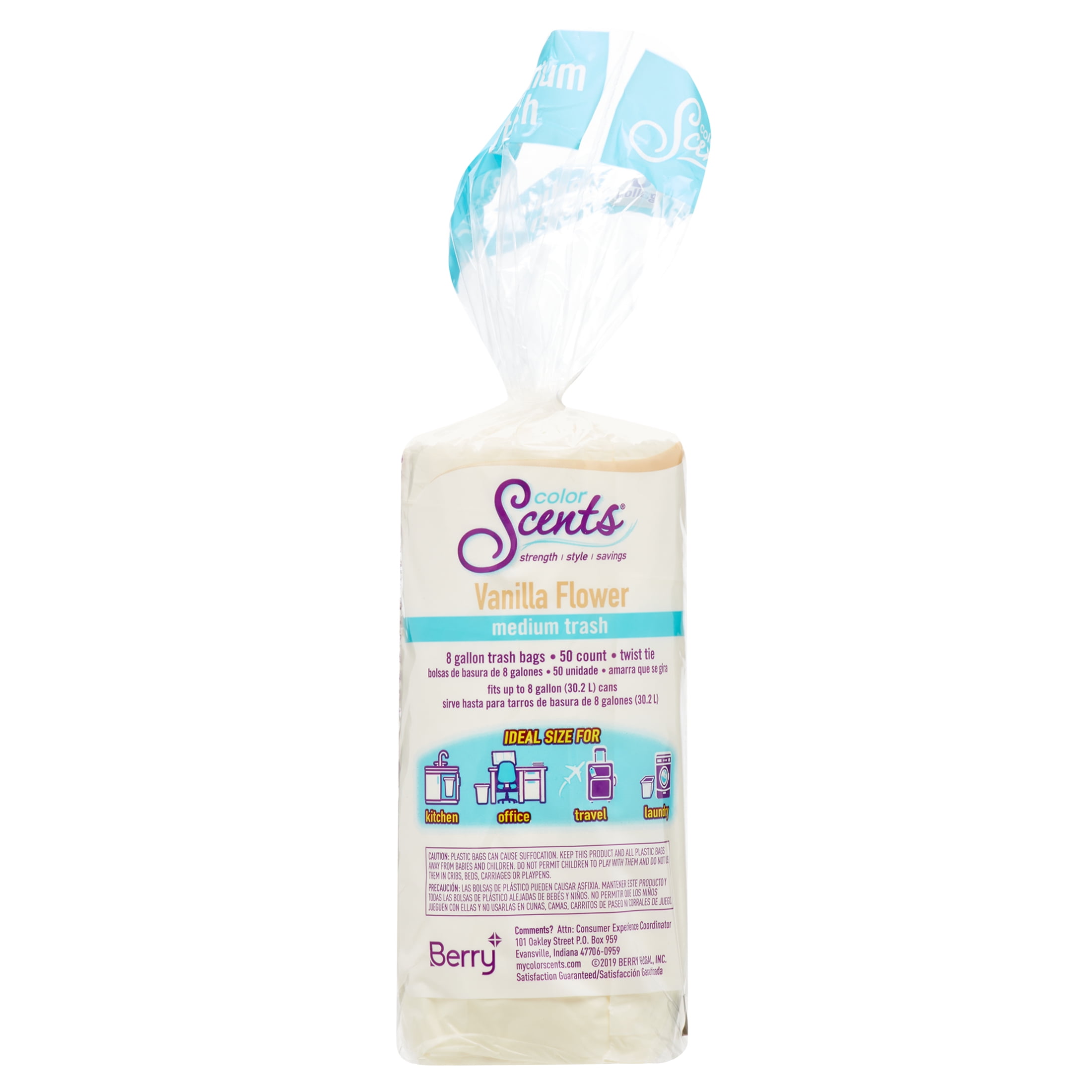 Color Scents Squeeze & Sniff 8 gal Vanilla Scent Trash Bags Twist Tie 45  pk, 45PK 1607955