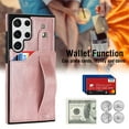 thumbnail image 3 of Dteck for Samsung Galaxy S22 Ultra Wallet Card Case, Shockproof Premium PU Leather Soft TPU Business Cover with Wrist Strap Kickstand Flip Stand Protection Case, rosegold, 3 of 7