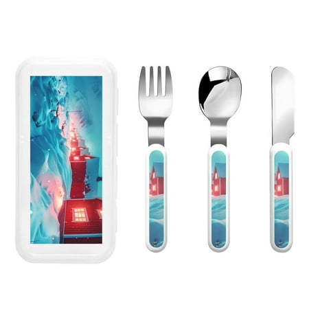 

Matuu Aurora Borealis Village for Stainless Steel Kids Cutlery and Toddler Flatware Kids Utensil Set includes Knives Forks Spoons Ideal for Home and Preschools