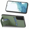 thumbnail image 5 of Case for Samsung Galaxy A32 5G with Hidden Kickstand, Carbon Fiber Texture Wallet Case with Card Holder for Galaxy A32 5G Magnetic Car Mount Shockproof Military Grade Protection Cover, Green, 5 of 10