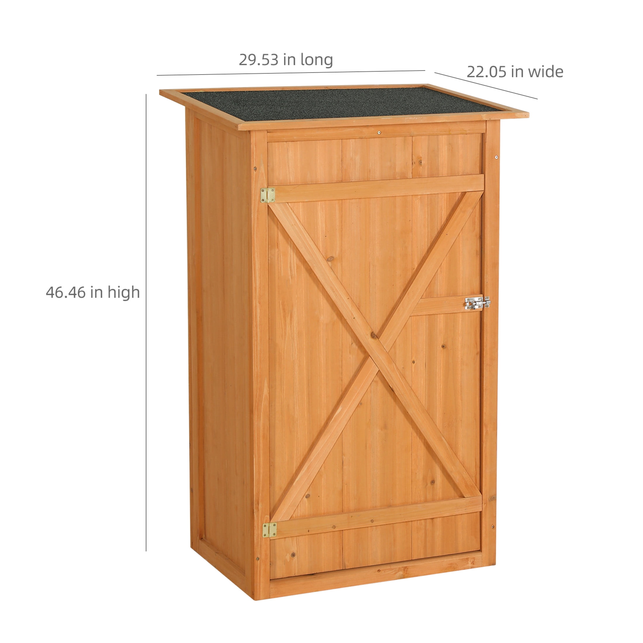 Noble House 30" Outdoor Storage Shed, Flat Roof Wooden Garden Tool Cabinet with Adjustable Shelves, Brown