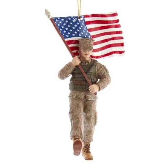 Kurt Adler 5.75" U.S. Marine Corps Soldier Ornament – Hand-Painted Patriotic Christmas Tree Decoration