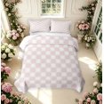 thumbnail image 2 of Manfei Modern Checkered Twin Quilt Set,Geometric Plaid Twin Coverlet Set,Pink White,2pcs,1 Bedspread and 1 Pillowcase, 2 of 7