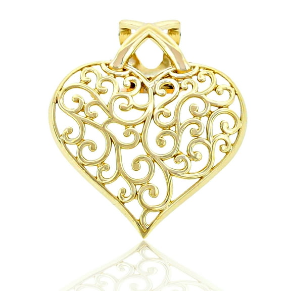 Charm America - Gold Sliding Heart Charm - 10 Karat Solid Gold