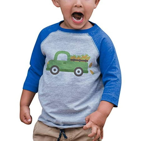 

7 ate 9 Apparel Kids Easter Truck Blue Raglan