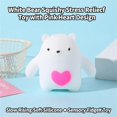 thumbnail image 4 of White Bear Squishy Relaxation Toy with Pink Heart Design, Slow Rising Soft Silicone, White, Sensory Squeeze Toy, 4 of 4