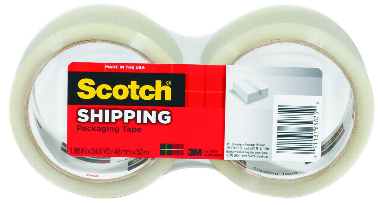 Great for Packing Shipping & Moving Clear Scotch Sure Start Shipping Packaging Tape DP-1000RF6 6 Rolls 1.88 x 25 Yards 