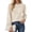 Beige, variant on Women Fall Fashion Hollow Out Holiday Sweaters, Stretchy Cozy Knit, Puff Long Sleeve, Crewneck Pullover Tops, Dressy Casual Blouse, Trendy Winter Clothes, Going Out Outfits