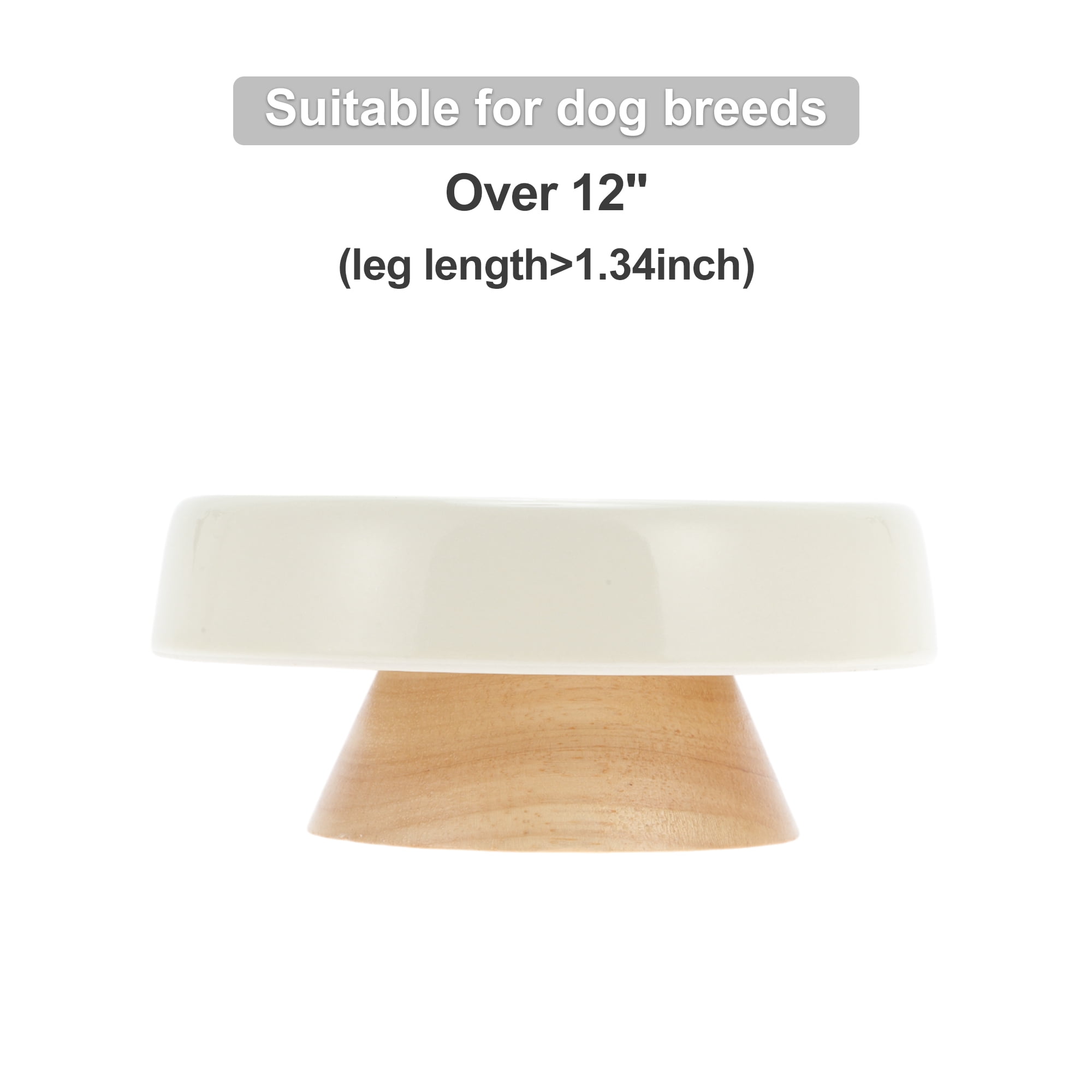 Unique Bargains Slow Feeder Dog Bowls with Wooden Base Apricot