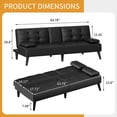 thumbnail image 5 of Walsuuny Futon Sofa Bed Adjustable Futon with 2 Cup Holders & Removable Arms Convertible Folding Recliner faux leather sofa,Black, 5 of 7