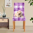 thumbnail image 4 of Yayeee 4 Pack Dining Chair Covers Stretch Parson Chairs Slipcovers Seat Protector, Purple and White Pattern, 4 of 6