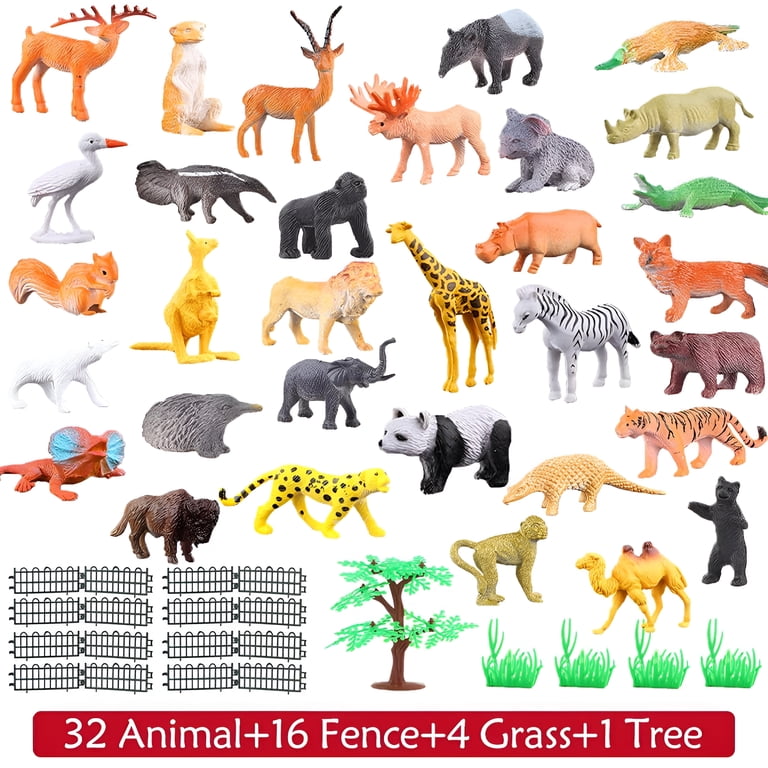 Wofair 53 Piece Plastic Animal Figures, Mini Jungle Farm Learning