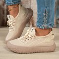 thumbnail image 2 of YLYL Women Knit Platform Sneakers Lace up No Slip Breathable Mesh Lightweight Casual Walking Shoes, 2 of 9